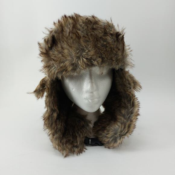 SA Company Trapper Hat Brown Canvas Faux Fur One Size - Picture 11 of 14
